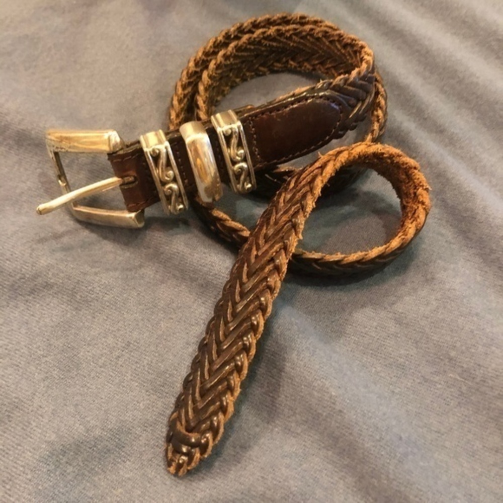 Brighton Braided Leather Belt with Silver Buckle